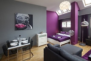 gorgeous purple walls with grey walls